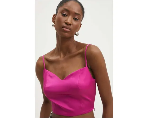 Answear Lab top femei, culoarea roz, neted