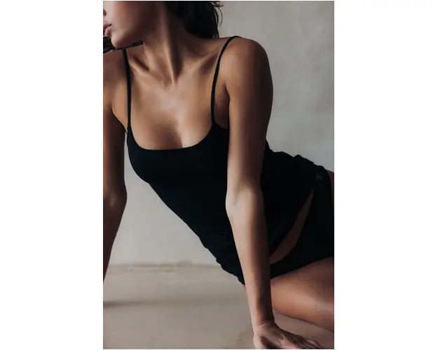 MUUV. top din bumbac Premium Basic culoarea negru