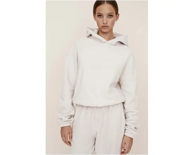 MUUV. hanorac de bumbac SMOOTH COTTON femei, culoarea bej, neted