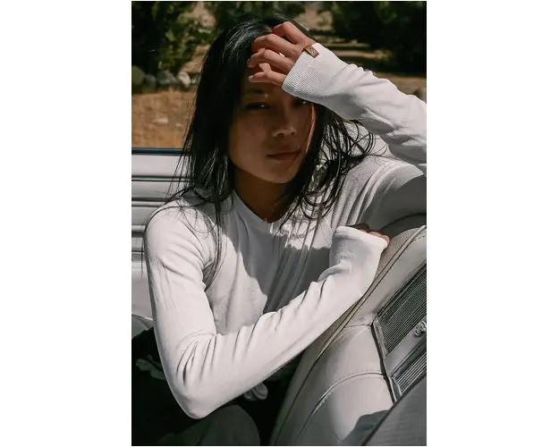 MUUV. Longsleeve Light Rib femei, culoarea crem