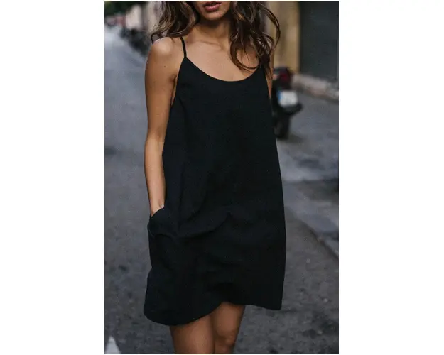 MUUV. rochie din bumbac #surfgirl culoarea negru, mini, oversize