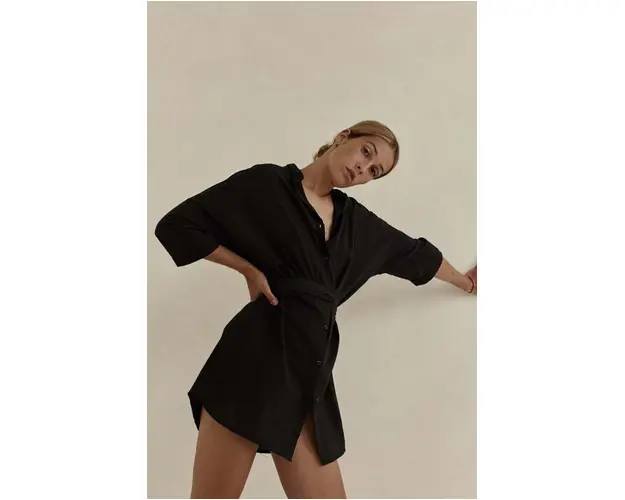 MUUV. rochie din bumbac culoarea negru, mini, drept