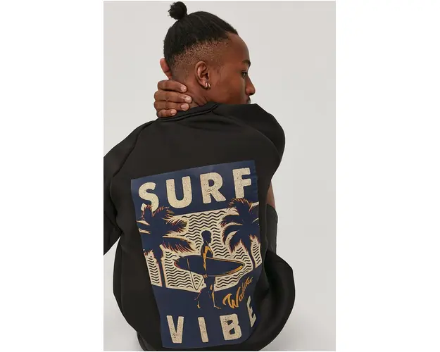 Waikiki Vibe Bluza barbati, culoarea negru, material neted