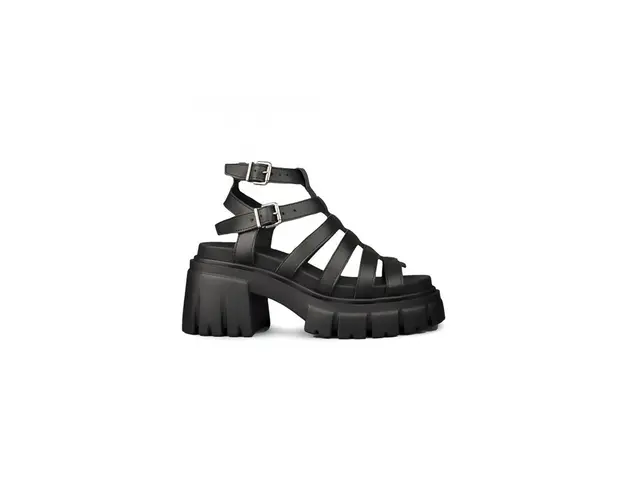 Altercore sandale de piele femei, culoarea negru, cu platforma