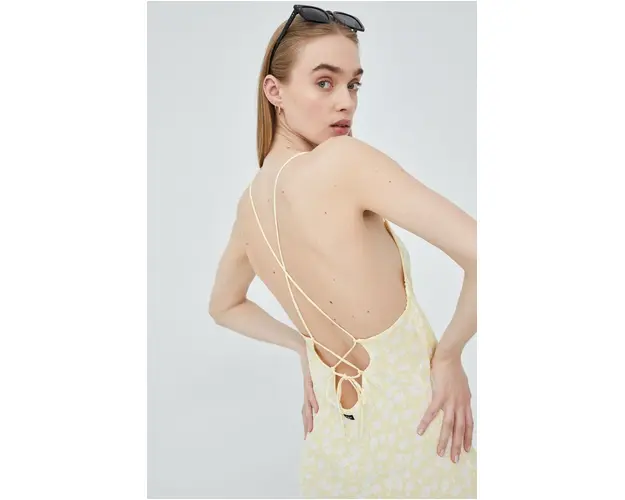 RVCA rochie culoarea galben, midi, drept