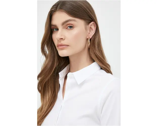 Mos Mosh camasa din bumbac femei, culoarea alb, cu guler clasic, regular