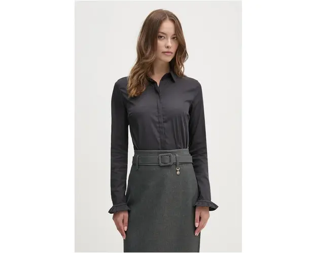 Mos Mosh camasa femei, culoarea gri, cu guler clasic, regular