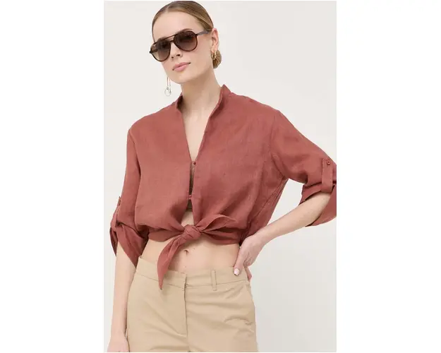 Liviana Conti camasa de in culoarea maro, relaxed