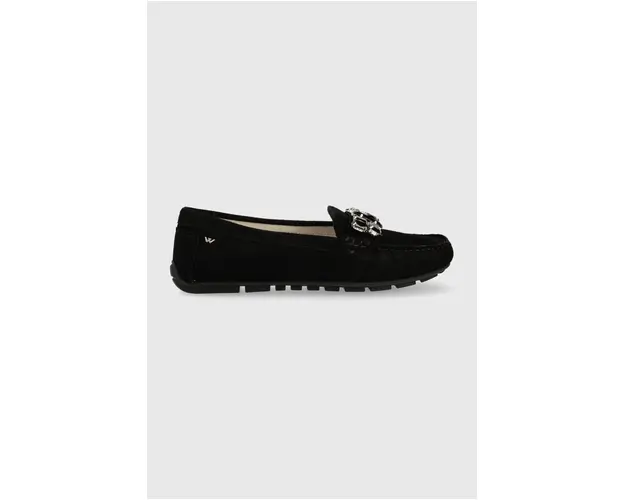 Wojas mocasini din piele intoarsa femei, culoarea negru, cu toc plat, 4620861