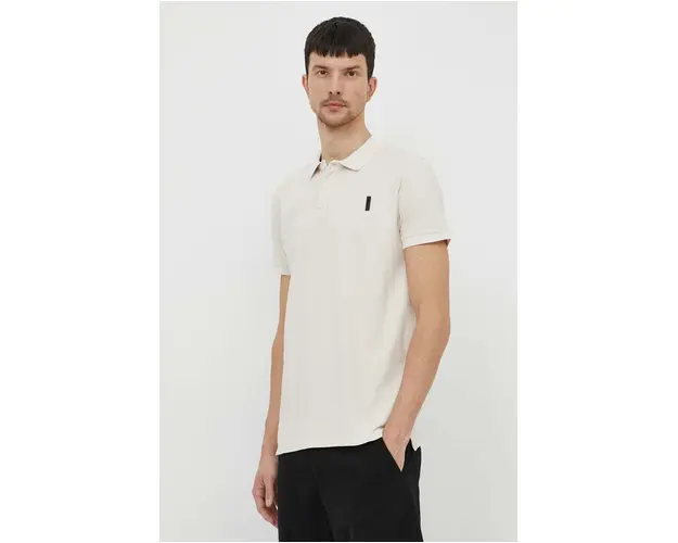 Bomboogie polo de bumbac culoarea bej, neted