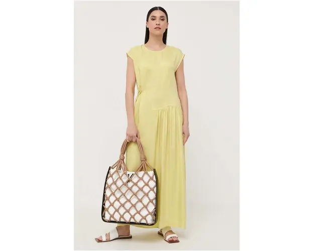 Beatrice B rochie culoarea galben, maxi, oversize