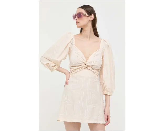 Liviana Conti rochie culoarea bej, mini, evazati