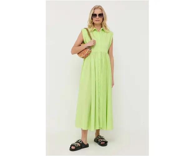 Liviana Conti rochie culoarea verde, maxi, evazati