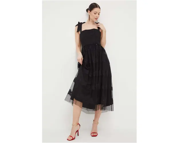 Nissa rochie culoarea negru, midi, evazati