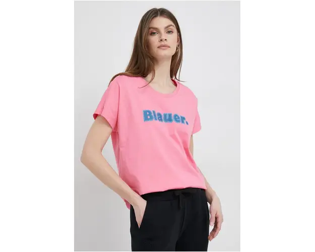 Blauer tricou din bumbac culoarea roz