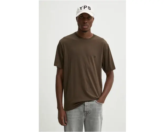 Volcom tricou din bumbac culoarea maro, neted