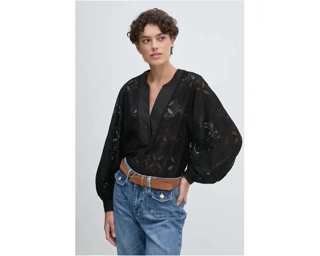 Mos Mosh bluza femei, culoarea negru, neted