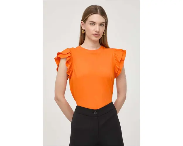 Silvian Heach tricou din bumbac culoarea portocaliu