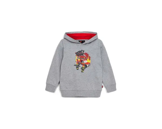 Lego hanorac de bumbac pentru copii culoarea gri, cu gluga, cu imprimeu