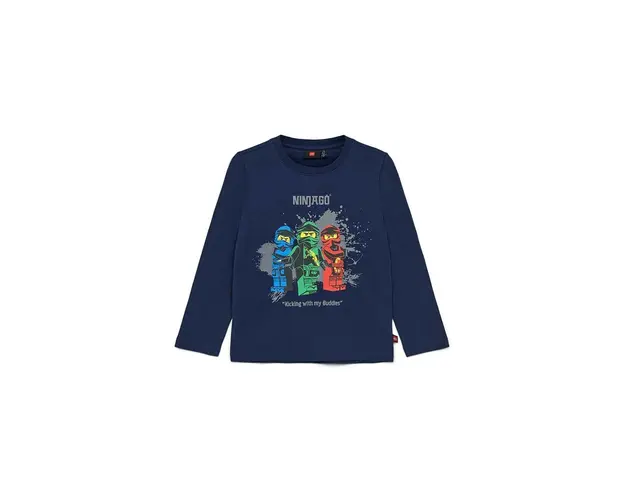 Lego longsleeve din bumbac pentru copii culoarea albastru marin, cu imprimeu