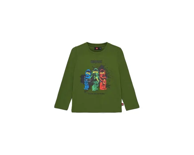 Lego longsleeve din bumbac pentru copii culoarea verde, cu imprimeu