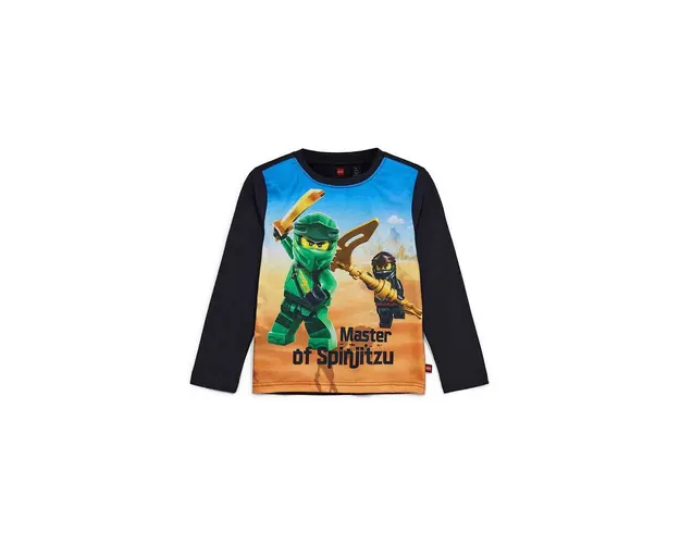 Lego longsleeve din bumbac pentru copii culoarea negru, cu imprimeu