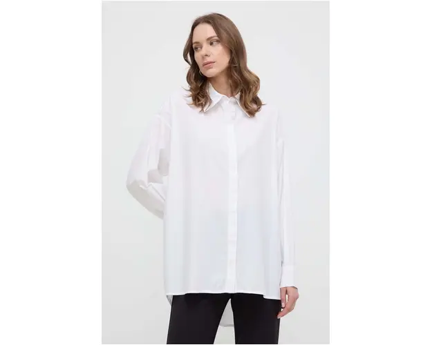 Silvian Heach camasa din bumbac femei, culoarea alb, cu guler clasic, relaxed
