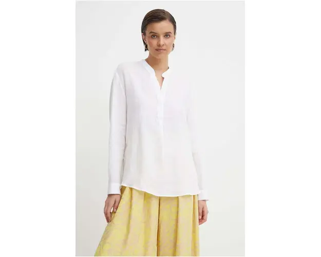 Seidensticker bluza din in culoarea alb, neted, 60.134416