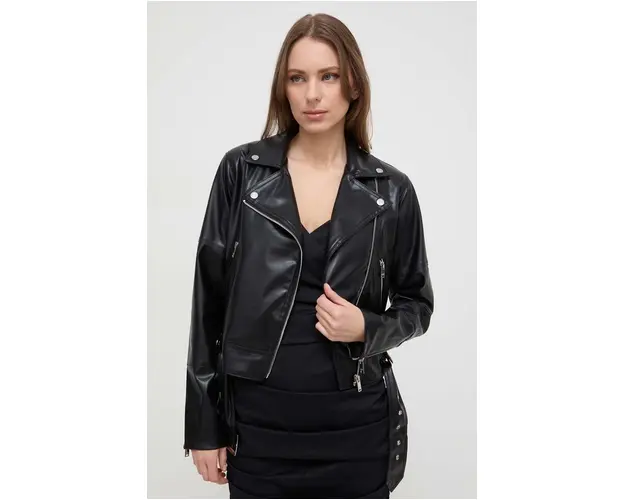 Silvian Heach geaca ramones femei, culoarea negru, de tranzitie