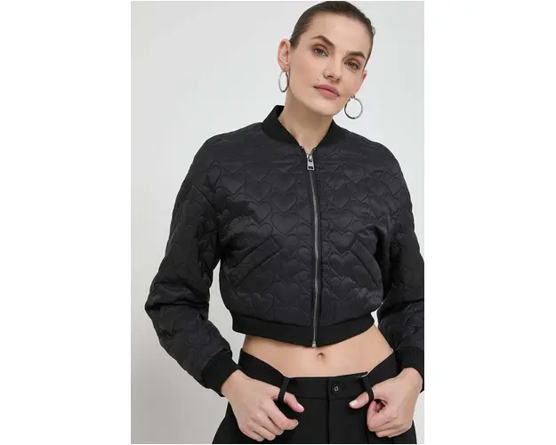 Silvian Heach geaca femei, culoarea negru, de tranzitie, oversize