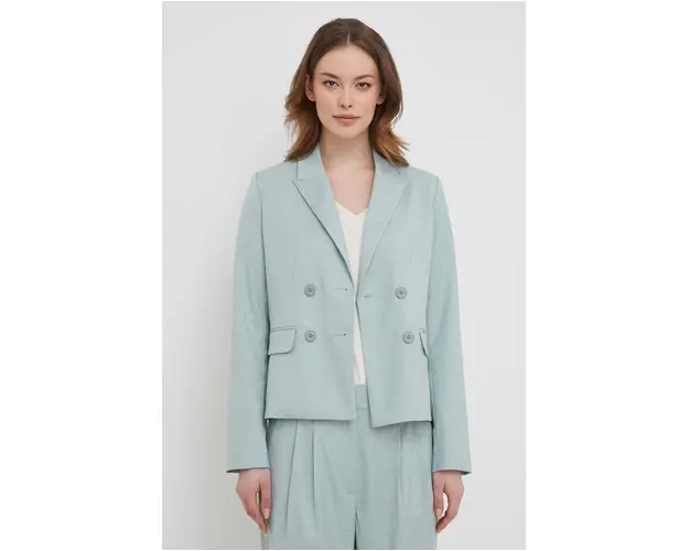 Mos Mosh sacou culoarea verde, cu doua randuri de nasturi, neted