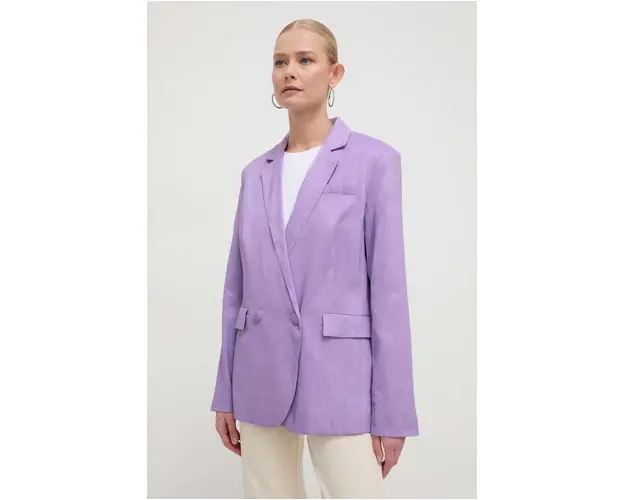 Silvian Heach sacou de in culoarea violet, cu doua randuri de nasturi, neted