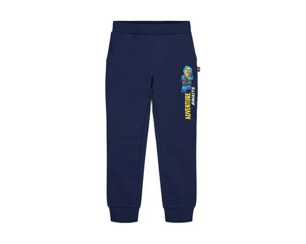 Lego pantaloni de trening din bumbac pentru copii culoarea albastru marin, cu imprimeu