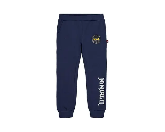 Lego pantaloni de trening din bumbac pentru copii culoarea albastru marin, cu imprimeu
