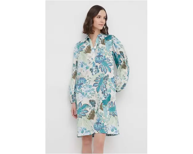 Mos Mosh rochie din bumbac culoarea verde, mini, drept