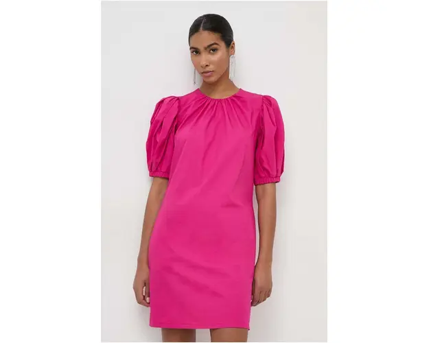 Silvian Heach rochie din bumbac culoarea roz, mini, drept