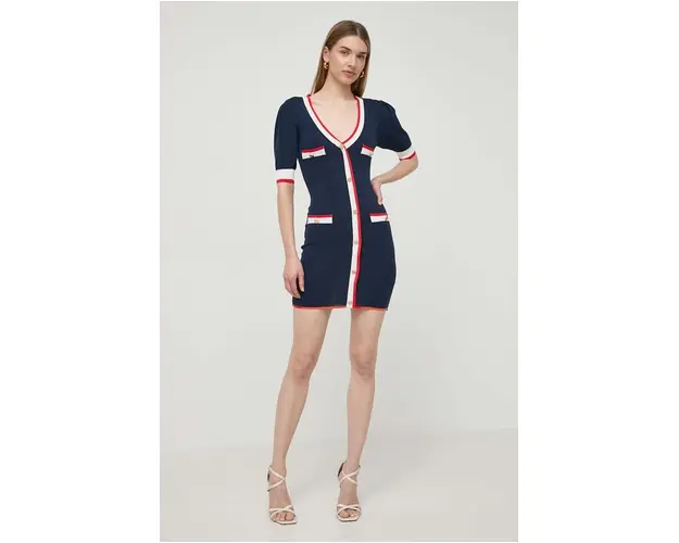Silvian Heach rochie culoarea albastru marin, mini, mulata