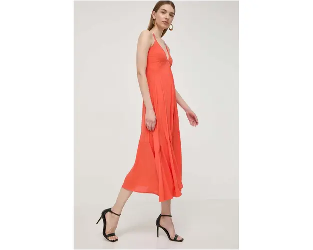 Silvian Heach rochie culoarea portocaliu, midi, evazati