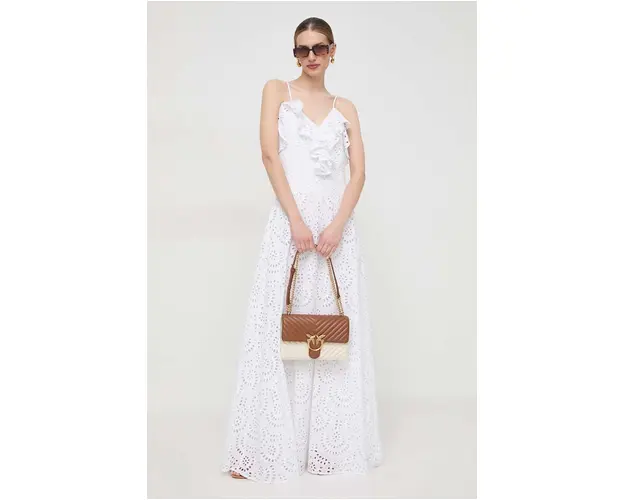 Silvian Heach rochie culoarea alb, maxi, evazati