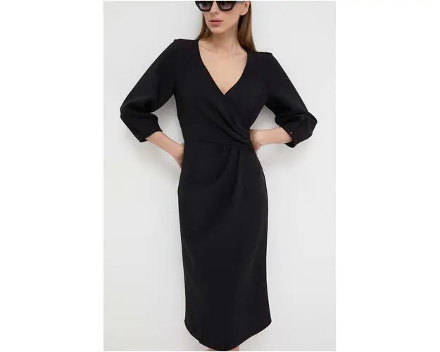 Nissa rochie culoarea negru, midi, evazati RZ14824