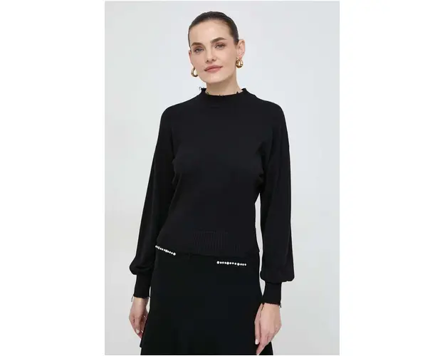 Silvian Heach pulover femei, culoarea negru, light, cu turtleneck