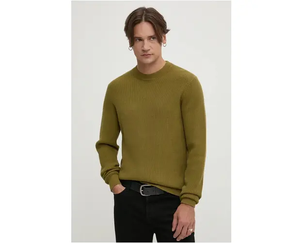 Solid pulover barbati, culoarea verde