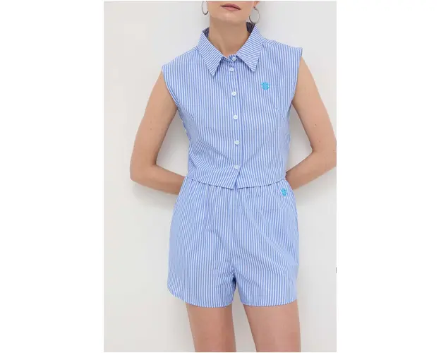 Silvian Heach pantaloni scurti din bumbac modelator, high waist