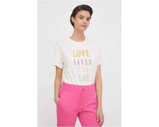 Mos Mosh tricou din bumbac femei, culoarea bej