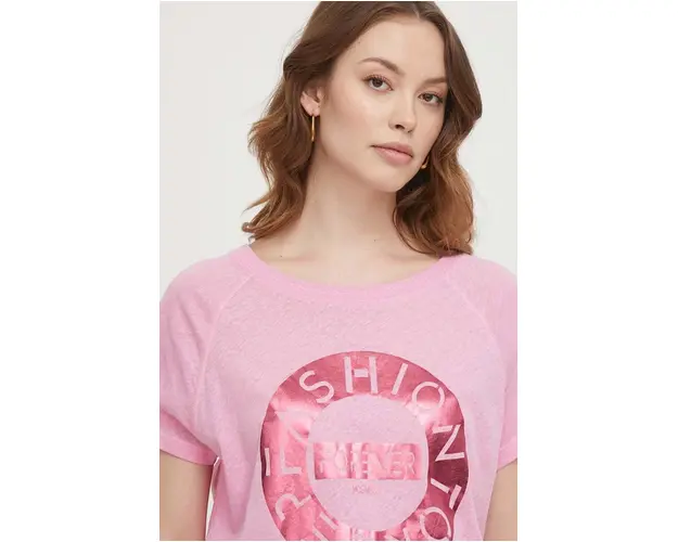 Mos Mosh tricou din amestec de in culoarea roz