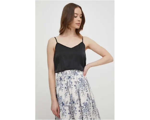 Mos Mosh top de matase culoarea negru, neted