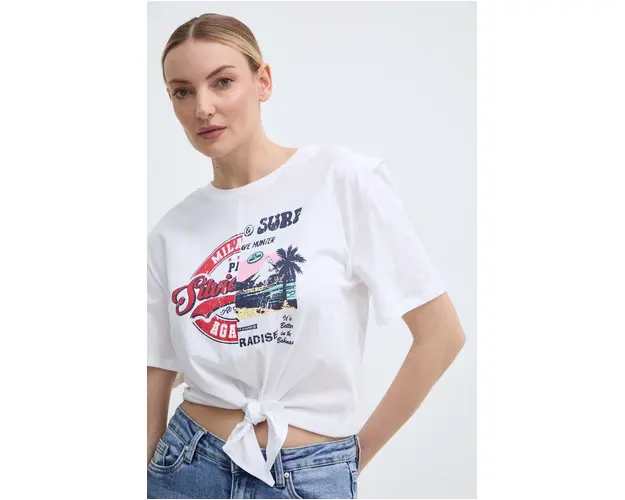 Silvian Heach tricou din bumbac femei, culoarea alb