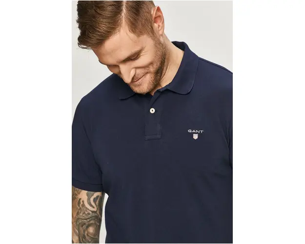 Gant Tricou Polo culoarea albastru marin, material neted