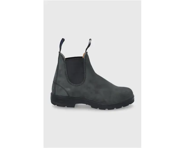 Blundstone botine din piele intoarsa femei, culoarea gri, cu toc plat