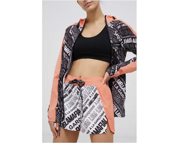 LaBellaMafia Pantaloni scurti femei, culoarea portocaliu, cu imprimeu, medium waist